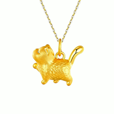 老凤祥猫咪黄金项链足金小吊坠女