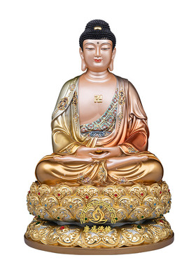 纯铜掐丝珐琅全堂佛摆件客厅佛堂