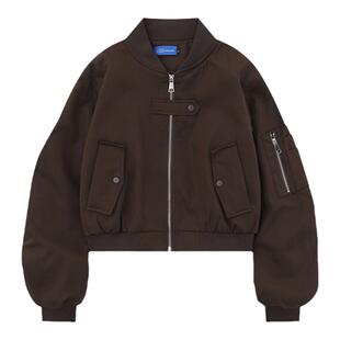 春秋季潮牌宽松情侣机能风棒球服外套衣服美式棕色飞行员夹克女男