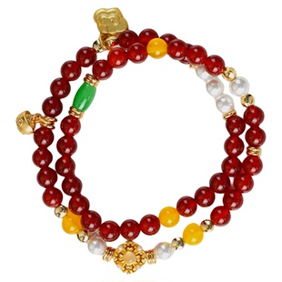 宫里的世界禧合-双圈玛瑙手串手链国风潮流送女朋友礼物生日礼品