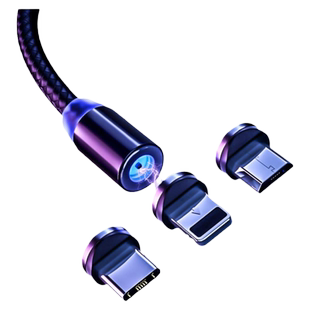 加长2米磁吸数据线快充3A闪充适用华为vivooppo三星苹果type-c安卓手机ipad平板通用强力磁铁头充电器线