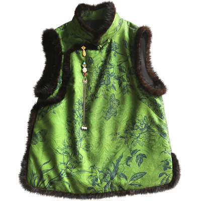 新中式马甲云澍香云纱花罗印花