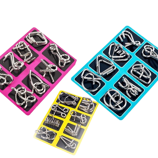 智力解扣24件套九连环儿童鲁班锁铁环孔明锁全套解环解扣益智玩具