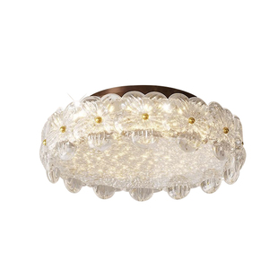 法式复古吸顶灯卧室护眼中古风金箔树脂花朵轻奢高级感主卧房间灯