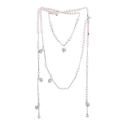 PP饰品《落雪》雪花珍珠多层流苏项链女小众长款叠戴清冷感毛衣链