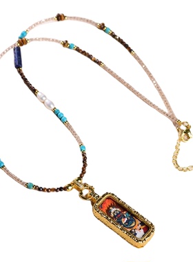 新中式复古天珠玛瑙锁骨链