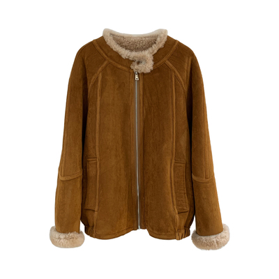 复古杂志2025年冬季浅咖色羊羔毛