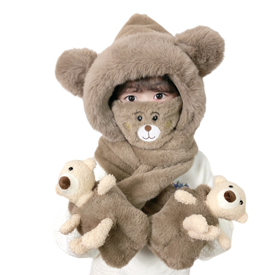 秋冬季儿童帽子围巾手套一体