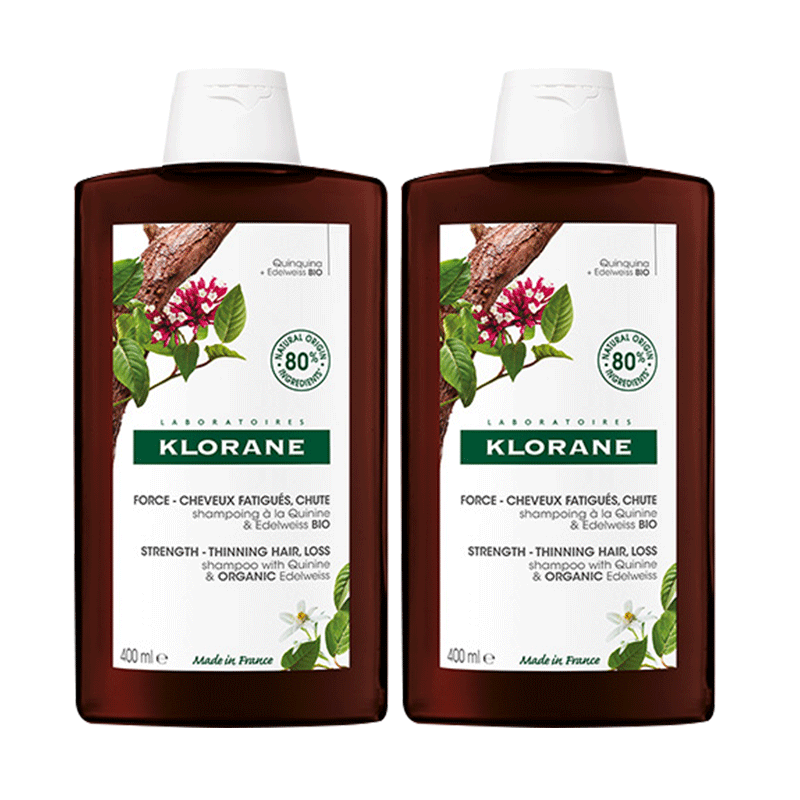 【自营】法国Klorane康如蔻萝兰金鸡纳洗发水400ml*2植物无硅油