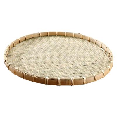 竹编圆簸箕茶叶晾晒家用竹青竹盘