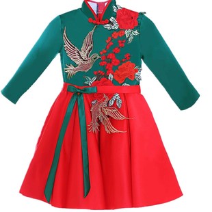 元旦儿童合唱团中小学生诗朗诵中国风长袖演出服男女童主持人礼服