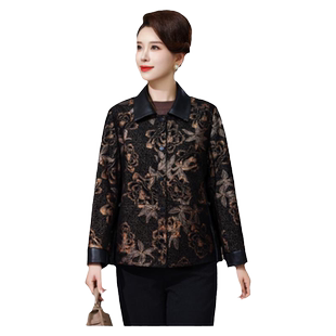 海宁绵羊皮真皮皮衣女2026春秋新款妈妈气质短款高端印花皮衣外套