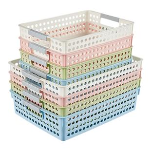 塑料篮子长方形小筐子储物盒桌面幼儿园杂物零食整理框课桌收纳筐