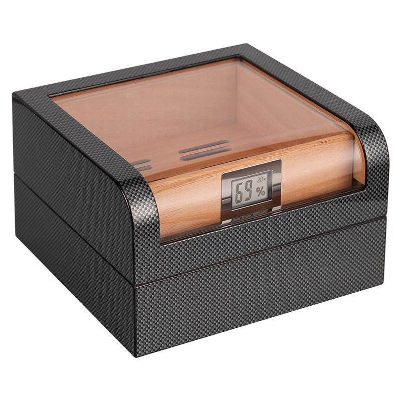 汉尼库克雪茄保湿盒男士高档碳纤维钢琴漆雪松木雪茄盒烟盒防潮湿