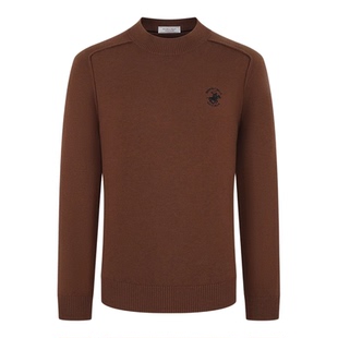 【100%丝光绵羊毛】比华利保罗秋冬新款男士毛衣套头圆领羊毛衫