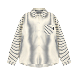@港仔文艺男 条纹长袖衬衫男款春季2026新款男生日系休闲衬衣外套