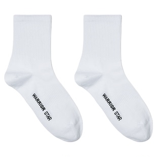 回力袜子女春秋新款爆款7A抗菌纯色吸汗中筒袜白色女士运动长袜子
