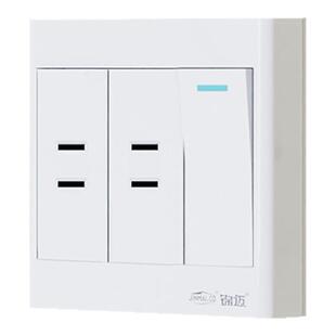 锦迈明装一开四孔插座面板 一键断电二二插座带开关4孔明线盒超薄