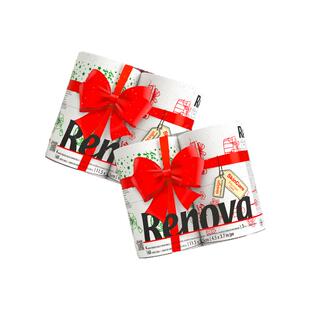 Renova圣诞印花卷纸厕所纸多彩印花家用手纸礼物装饰卫生纸4卷3层