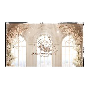 香槟色唯美梦幻婚礼宫殿城堡结婚婚礼LED大屏幕背景图视频设计