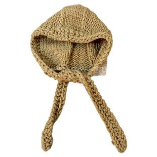 儿童护耳法拉帽子围巾一体秋冬保暖套头帽男女童宝宝针织毛线帽