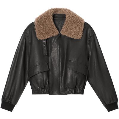 ToyzY羊羔毛翻领环保皮衣外套羽绒服女鸭绒2025冬新款ZC35508170