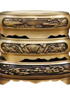 纯黄铜底座摆件文昌塔聚宝盆香炉米缸摆件貔貅麒麟荷花山水装饰品