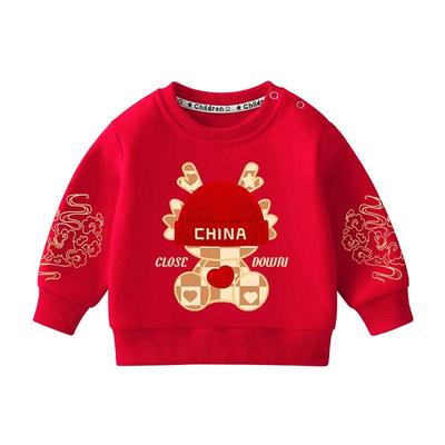 拉夏贝尔春秋新年红色卫衣不加绒