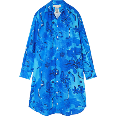 【折扣】MARNI女士花卉印花棉质府绸衬衫式连衣裙