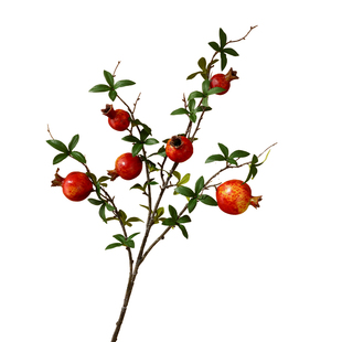 仿真花石榴果装饰摆件客厅餐桌玄关柿子果实假花树枝如意插花道具