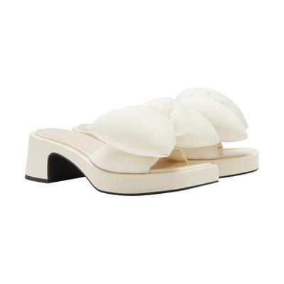 CHARLES&KEITH春季女鞋CK1-61720141蝴蝶结装饰粗跟方头拖鞋女