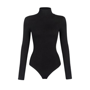 欧美风秋冬新品高领磨毛保暖加厚连裆打底衫连身连体肯豆潮搭上衣