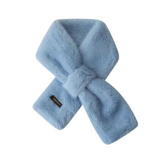 学生可爱毛绒绒围脖秋冬保暖纯色仿兔毛围巾韩版百搭交叉式毛领女