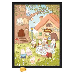 300片拼图带框插画木质儿童6-8-10岁以上益智玩具成人版潮玩平图