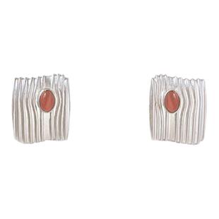 THING OF E【赤】系列 方形侧镶宝石耳环 原创设计简约百搭小众