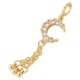 14K包金镶锆石月亮蝴蝶流苏吊坠手工diy手链隔珠小滴溜挂件吊饰