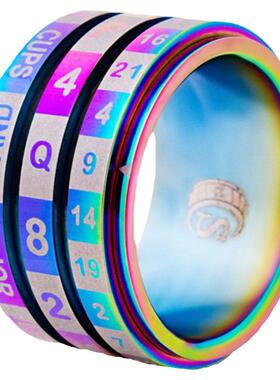 塔罗戒指如尼戒指彩虹钛钢