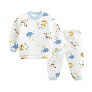 婴儿三层夹棉内衣套装加厚宝宝秋衣秋裤保暖纯棉儿童男童女童秋冬