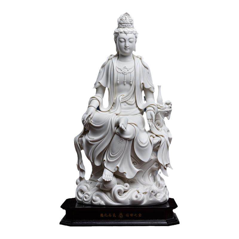 素茗《坐岩自在观音》艺术品摆件