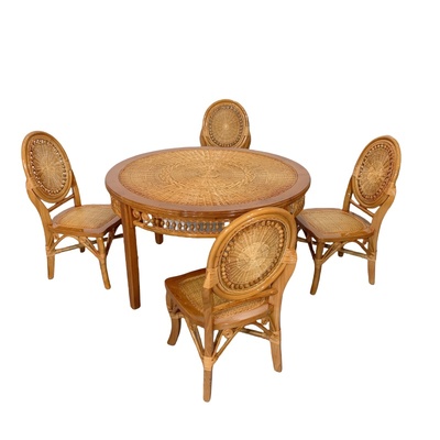 室内真藤餐桌餐椅一桌四椅组合