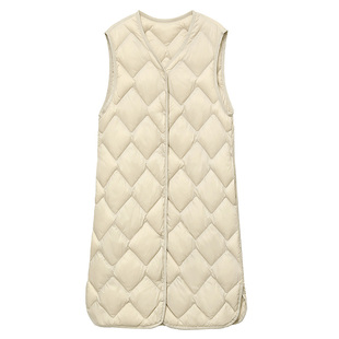 日本U库中长款羽绒服女士马甲背心无袖坎肩妈妈装羽绒内胆马甲女