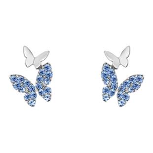 轻奢独特蓝色蝴蝶耳钉女时尚简约小众设计感耳环精致百搭个性耳饰