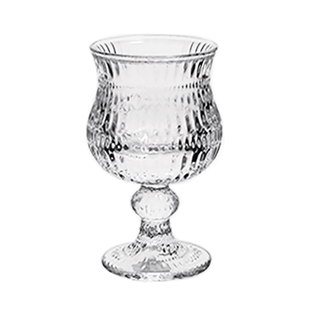 中古风浮雕高脚玻璃水杯创意ins风高颜值咖啡杯家用鸡尾酒红酒杯