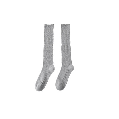 微压显瘦芭蕾风小腿袜镂空网眼纯棉灰色堆堆袜泡泡口袜子配小皮鞋