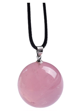 天然粉水晶球DIY单珠吊坠桃花石