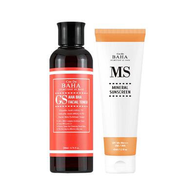 【现抛后防夏日换肤组合】7%果酸+MS氧化锌清洁收缩毛孔日常防晒