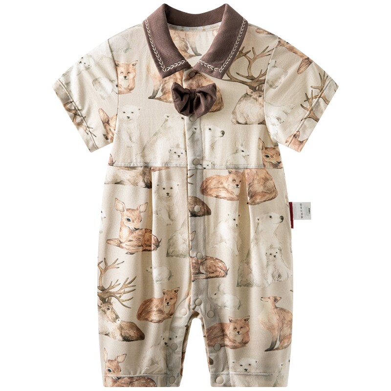 [驯鹿部落]aqpa爱帕婴儿连体衣哈衣莫代尔夏季薄款宝宝衣服外出服
