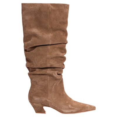 heelz设计师手工鞋履 ｜游牧风牛翻毛皮 堆堆长靴 4.5 公分