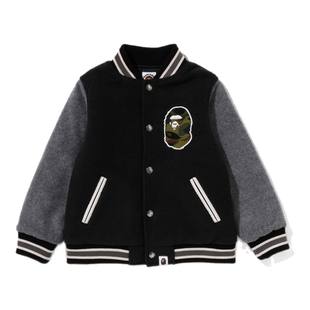 BAPE童装25年秋冬迷彩猿人刺绣徽标棒球夹克外套006413P