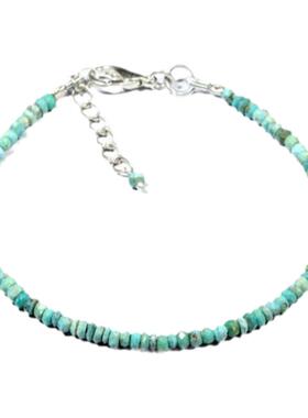 925纯银绿松石宝石串珠可调手链